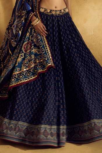Rashika Sharma Blue Georgette Round Neck Mohi Embroidered Lehenga Set Online at Aza Fashions Rashika Sharma_Blue Georgette Round Neck Mohi Embroidered Lehenga Set _Online_at_Aza_Fashions