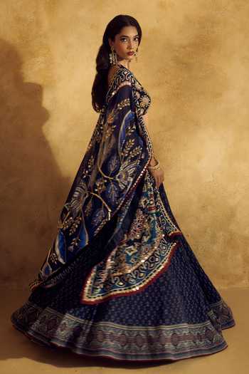 Rashika Sharma Blue Georgette Round Neck Mohi Embroidered Lehenga Set at Aza Fashions Rashika Sharma_Blue Georgette Round Neck Mohi Embroidered Lehenga Set _at_Aza_Fashions