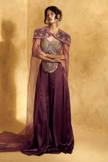 Rashika Sharma Alaya Mirror Work Cape Flared Pant Set