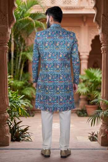 Jhambthreads Embroidered Silk Sherwani & Pant Set 
