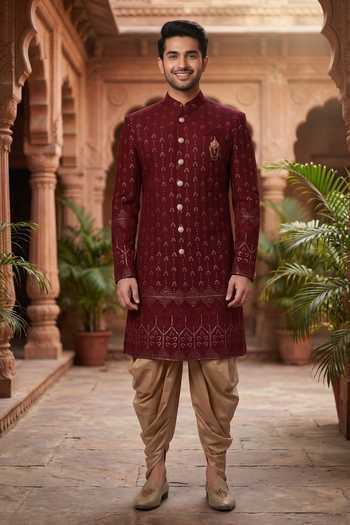Jhambthreads Embroidered Kurta & Peshawari Pant Set