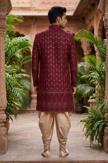 Jhambthreads Embroidered Kurta & Peshawari Pant Set