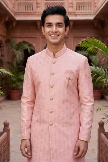 Jhambthreads Pink Silk, Polyester Thread Work Kurta Set Online at Aza Fashions Jhambthreads_Pink Silk, Polyester Thread Work Kurta Set _Online_at_Aza_Fashions