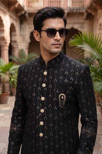 Jhambthreads Blue Silk, Polyester Thread And Sequins Embroidered Kurta Set Online at Aza Fashions Jhambthreads_Blue Silk, Polyester Thread And Sequins Embroidered Kurta Set _Online_at_Aza_Fashions