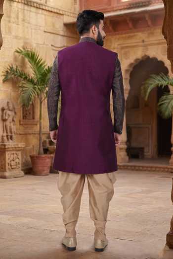 Jhambthreads Woven Kurta & Peshawari Pant Set