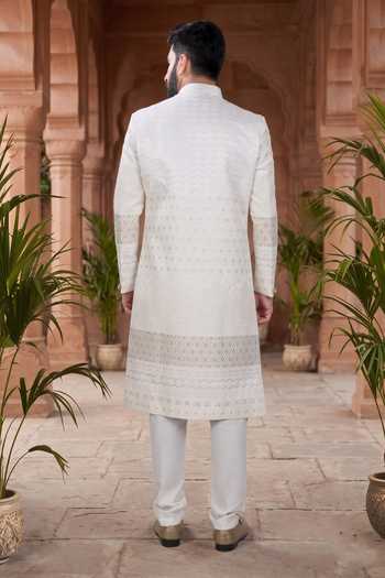 Jhambthreads Embroidered Silk Sherwani & Pant Set 