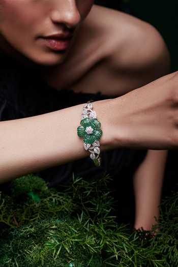 Buy Miss Jo Emerald Green Enchanted Grove Blossom Cuff Bracelet Online at Aza Fashions Buy_Miss Jo_Emerald Green Enchanted Grove Blossom Cuff Bracelet _Online_at_Aza_Fashions