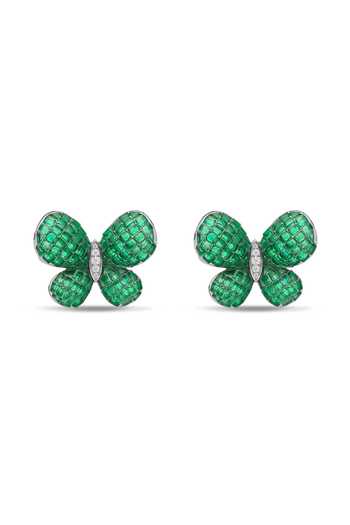 Shop Miss Jo Emerald Green Whimsical Winged Studs Earrings at Aza Fashions Shop_Miss Jo_Emerald Green Whimsical Winged Studs Earrings _at_Aza_Fashions