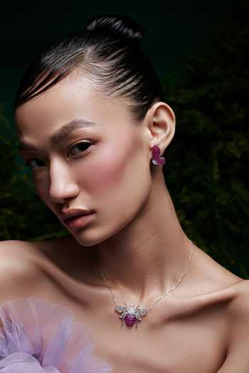 Buy_Miss Jo_Pink Harmony Wings Studs Earrings _Online_at_Aza_Fashions