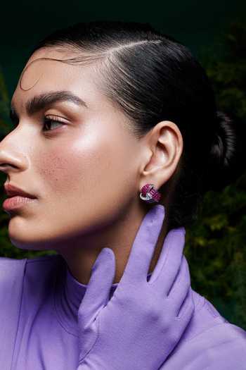 Shop Miss Jo Pink Enchanted Triad Blossom Stud Earrings Online at Aza Fashions Shop_Miss Jo_Pink Enchanted Triad Blossom Stud Earrings _Online_at_Aza_Fashions