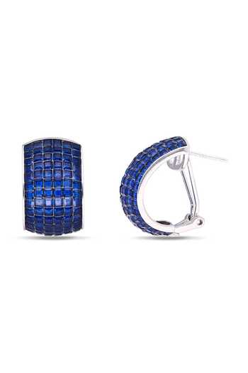Miss Jo Elegance Sapphire Huggies Stud Earrings 