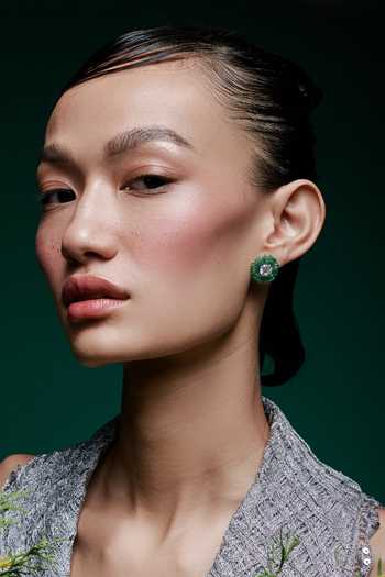 Shop Miss Jo Emerald Green Faerie Forest Stud Earrings Online at Aza Fashions Shop_Miss Jo_Emerald Green Faerie Forest Stud Earrings _Online_at_Aza_Fashions