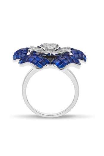 Miss Jo_Blue Blooming Euphoria Cocktail Ring _Online_at_Aza_Fashions