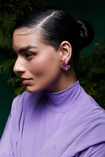 Shop Miss Jo Pink Mystical Butterfly Studs Earrings Online at Aza Fashions Shop_Miss Jo_Pink Mystical Butterfly Studs Earrings _Online_at_Aza_Fashions