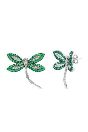 Miss Jo Emerald Green Woodland Dragonfly Studs Earrings Online at Aza Fashions Miss Jo_Emerald Green Woodland Dragonfly Studs Earrings _Online_at_Aza_Fashions