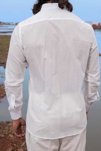 Shop Runit Gupta White Cotton Patch Ombre Designer Shirt at Aza Fashions Shop_Runit Gupta_White Cotton Patch Ombre Designer Shirt_at_Aza_Fashions