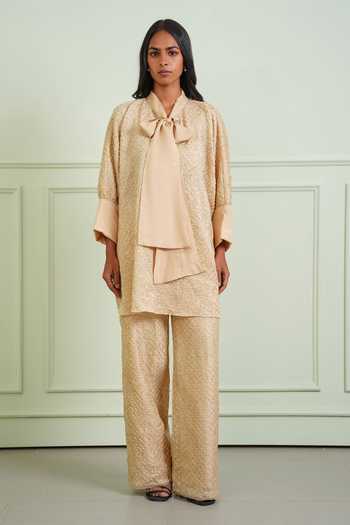 Buy_Twenty Nine_Gold Silk Crush Bandhani Pant _Online_at_Aza_Fashions