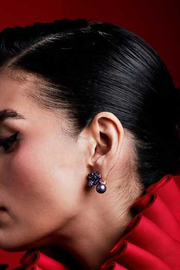 Buy Miss Jo Purple Lucky Blossoms Stud Earrings Online at Aza Fashions Buy_Miss Jo_Purple Lucky Blossoms Stud Earrings _Online_at_Aza_Fashions