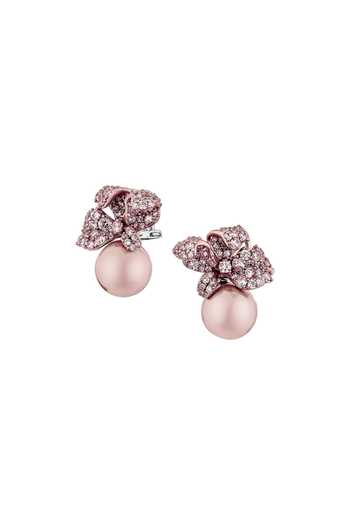 Shop Miss Jo Pink Lucky Blossoms Stud Earrings at Aza Fashions Shop_Miss Jo_Pink Lucky Blossoms Stud Earrings _at_Aza_Fashions