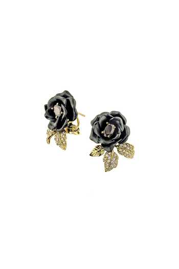 Shop Miss Jo Black Verdant Rose Vine Stud Earrings at Aza Fashions Shop_Miss Jo_Black Verdant Rose Vine Stud Earrings _at_Aza_Fashions