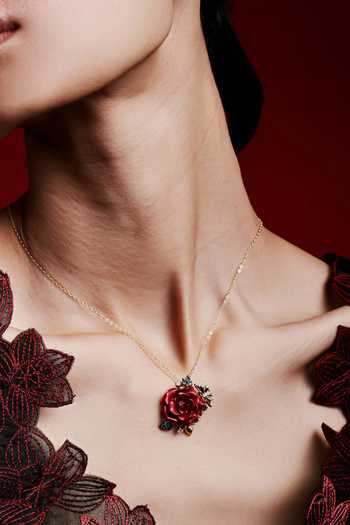 Miss Jo Whimsical Winged Rose Pendant Necklace 
