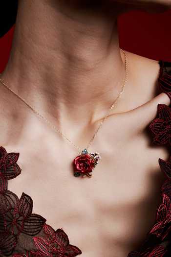 Buy_Miss Jo_Red Whimsical Winged Rose Pendant Necklace _Online_at_Aza_Fashions