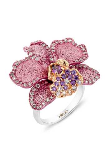 Shop Miss Jo Pink Orchid Whispers Cocktail Ring Online at Aza Fashions Shop_Miss Jo_Pink Orchid Whispers Cocktail Ring _Online_at_Aza_Fashions