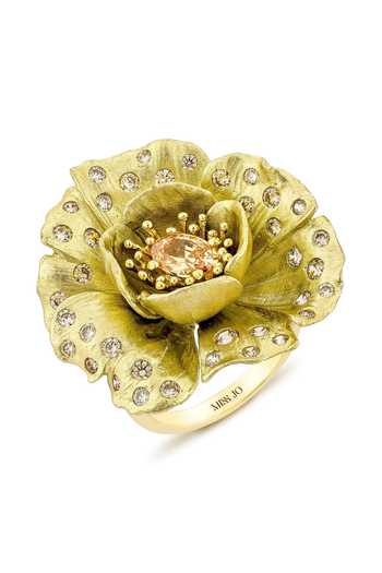 Shop Miss Jo Gold Plated Begonia Bloom Cocktail Ring at Aza Fashions Shop_Miss Jo_Gold Plated Begonia Bloom Cocktail Ring _at_Aza_Fashions
