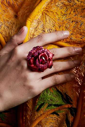 Shop_Miss Jo_Red Vintage Rose Garden Cocktail Ring _Online_at_Aza_Fashions