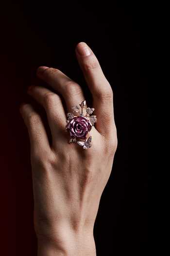 Miss Jo_Pink Whimsical Winged Rose Cocktail Ring _Online_at_Aza_Fashions