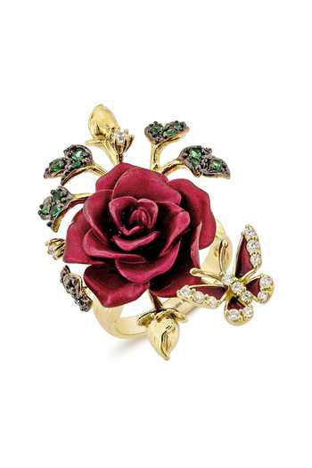 Miss Jo Whimsical Winged Rose Cocktail Ring 