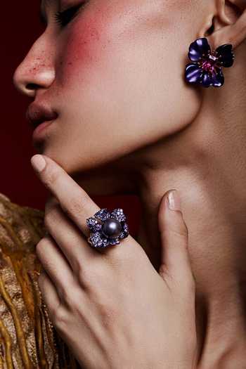 Buy Miss Jo Purple Pearl Blossom Cocktail Ring Online at Aza Fashions Buy_Miss Jo_Purple Pearl Blossom Cocktail Ring _Online_at_Aza_Fashions