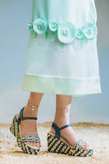 Around Always Indie Pearl Embellished Platform Wedges