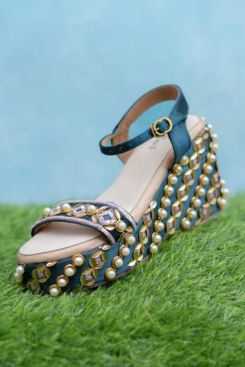 Around Always Indie Pearl Embellished Platform Wedges