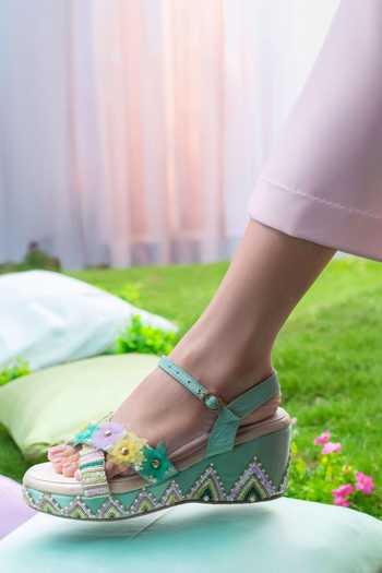 Around Always Bae Floral Embellished Wedges 
