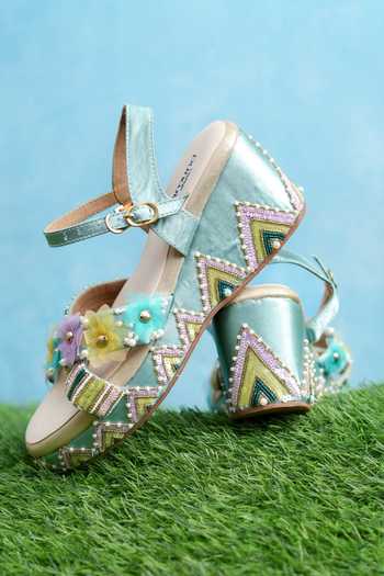 Buy Around Always Multi Color Bae Floral Embellished Wedges Online at Aza Fashions Buy_Around Always_Multi Color Bae Floral Embellished Wedges _Online_at_Aza_Fashions