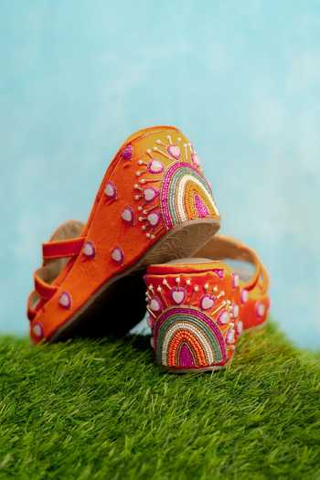 Buy_Around Always_Orange Mimi Beaded Heart Wedges _Online_at_Aza_Fashions