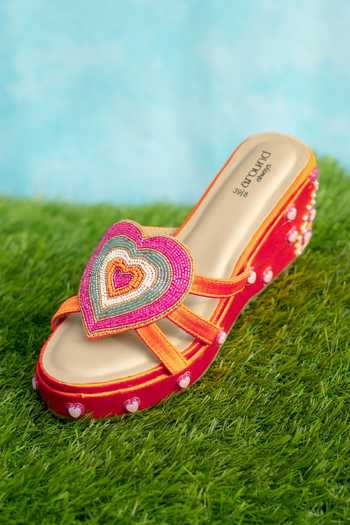 Around Always Mimi Beaded Heart Wedges