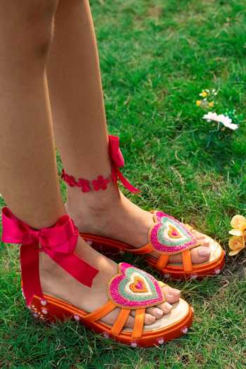 Around Always Mimi Beaded Heart Wedges