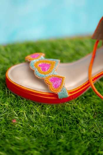 Around Always Pink Lulu Beaded Heart Motif Heels Online at Aza Fashions Around Always_Pink Lulu Beaded Heart Motif Heels _Online_at_Aza_Fashions