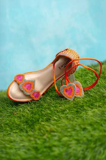 Buy Around Always Pink Lulu Beaded Heart Motif Heels Online at Aza Fashions Buy_Around Always_Pink Lulu Beaded Heart Motif Heels _Online_at_Aza_Fashions