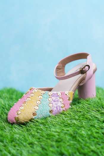 Around Always_Multi Color Candy Bead Embellished Mules _Online_at_Aza_Fashions