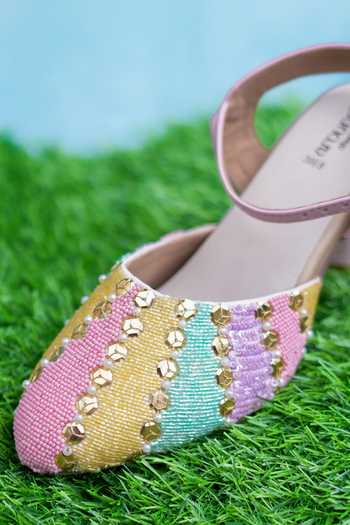 Buy_Around Always_Multi Color Candy Bead Embellished Mules _Online_at_Aza_Fashions