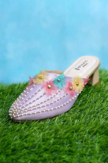 Around Always_Purple Dove Floral Applique Heels _Online_at_Aza_Fashions