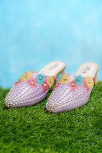 Around Always Dove Floral Applique Heels