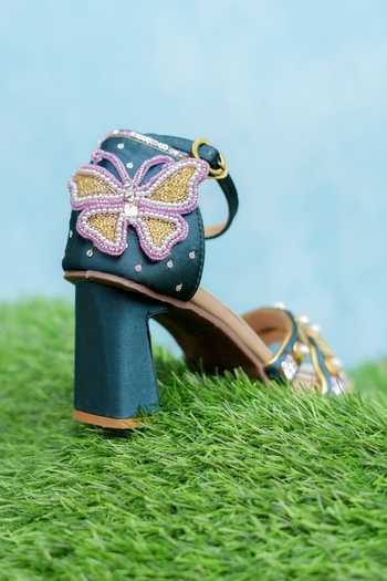 Around Always Blue Riki Polyester Silk Heels Online at Aza Fashions Around Always_Blue Riki Polyester Silk Heels _Online_at_Aza_Fashions
