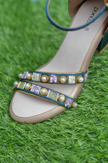 Buy Around Always Blue Riki Polyester Silk Heels Online at Aza Fashions Buy_Around Always_Blue Riki Polyester Silk Heels _Online_at_Aza_Fashions