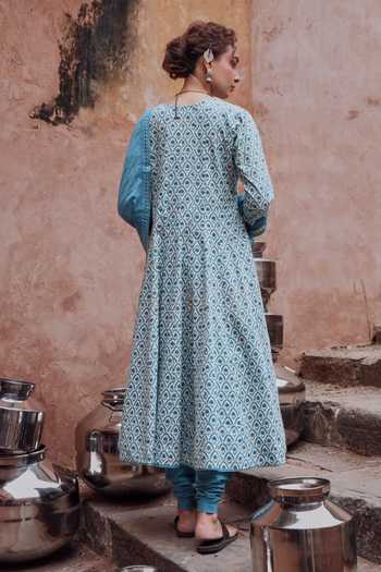 Karaj Jaipur Cotton Floral Pattern Anarkali Set 