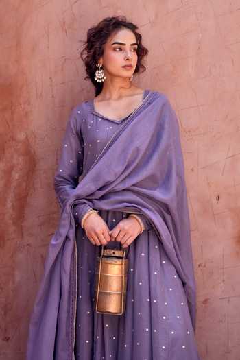 Buy Karaj Jaipur Purple Kota Doria, Cotton, Muslin Scoop Neck Violet Mulmul Anarkali Set Online at Aza Fashions Buy_Karaj Jaipur_Purple Kota Doria, Cotton, Muslin Scoop Neck Violet Mulmul Anarkali Set _Online_at_Aza_Fashions