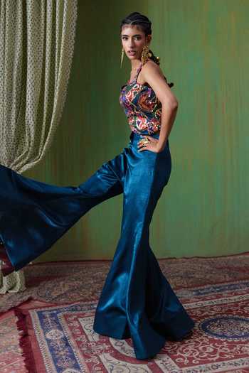 Shop_Payal & Zinal_Multi Color Halter Neck Juhi Embroidered Top And Pant Set _Online_at_Aza_Fashions